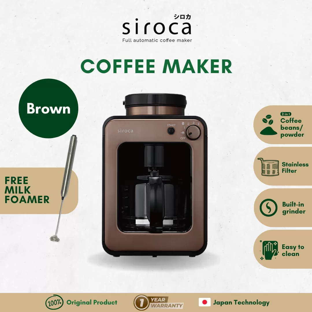 1 (9) SIROCA COFFEE MAKER BROWN + MILK FOAMER - Image 1